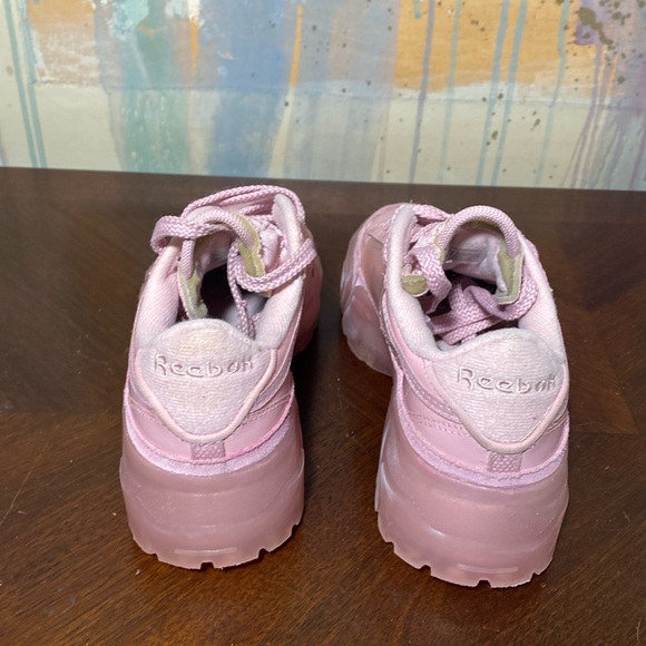 Reebok Cardi B Club C Classic Pink Clear Platform shoes (GS) 3.5 - Picture 3 of 6